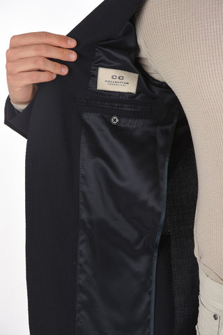 CC COLLECTION Embroidered Minicheckered REFINED Blazer with Notch Lapel