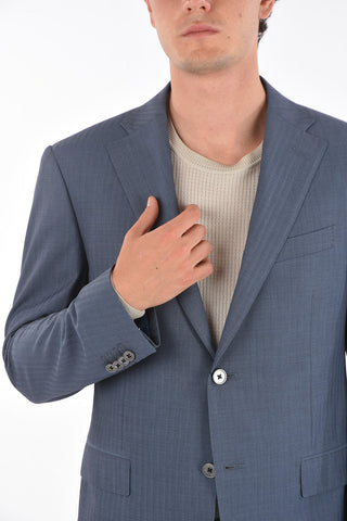 2 Button ACADEMY Awning Motif Suit with Flap Pockets