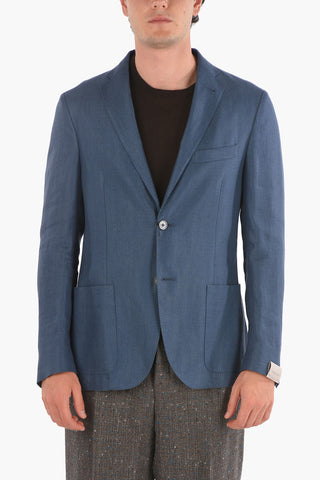 Flax Silk GATE Blazer with Bird's Eye Pattern