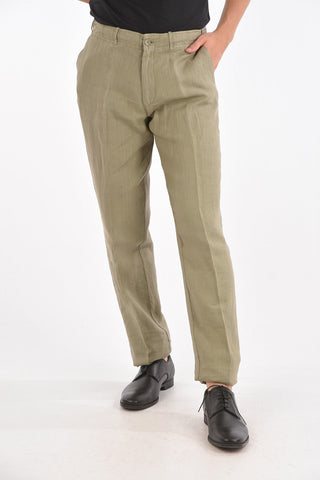 Flax Chino Pants with Waist Drawstring