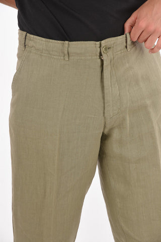 Flax Chino Pants with Waist Drawstring