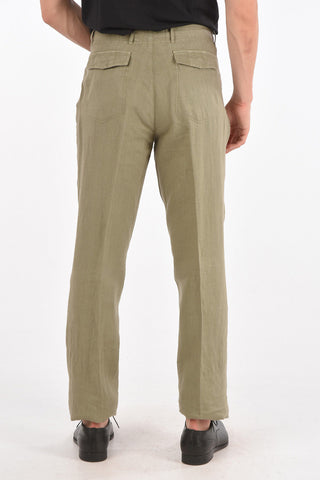 Flax Chino Pants with Waist Drawstring
