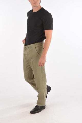 Flax Chino Pants with Waist Drawstring
