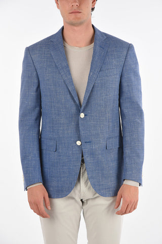 Virgin Wool Silk Flax ACADEMY Blazer with Notch Lapel