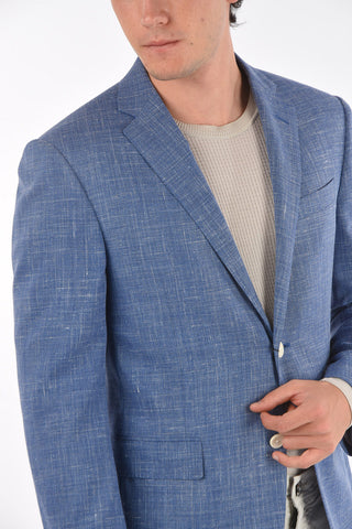Virgin Wool Silk Flax ACADEMY Blazer with Notch Lapel