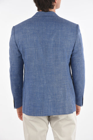 Virgin Wool Silk Flax ACADEMY Blazer with Notch Lapel