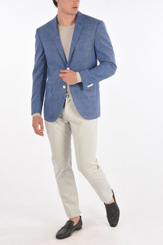 Virgin Wool Silk Flax ACADEMY Blazer with Notch Lapel