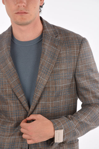 Virgin Wool Silk Flax LEADER SOFT Blazer with Notch Lapel