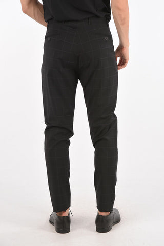 Double-pleated Slack Pants with Windowpane Check Pattern