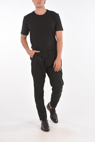 Double-pleated Slack Pants with Windowpane Check Pattern