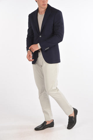 Virgin Wool LEADER SOFT Blazer with Bird's Eye Pattern