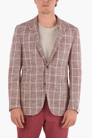 Linen-Blend Blazer GATE with Windowpane Pattern
