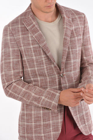 Linen-Blend Blazer GATE with Windowpane Pattern
