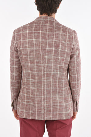 Linen-Blend Blazer GATE with Windowpane Pattern