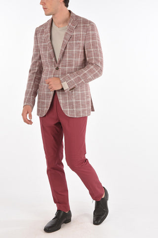 Linen-Blend Blazer GATE with Windowpane Pattern