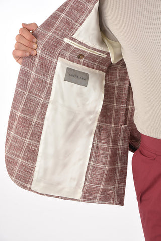 Linen-Blend Blazer GATE with Windowpane Pattern
