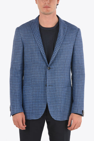 Blazer GATE in misto Lino con Motivo Gingham Check