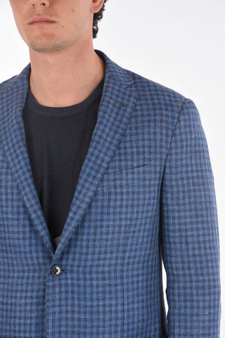 Blazer GATE in misto Lino con Motivo Gingham Check