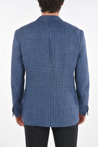 Blazer GATE in misto Lino con Motivo Gingham Check
