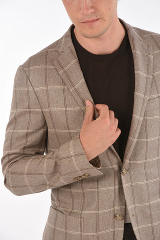 Blazer GATE in Misto Seta con Motivo Windowpane
