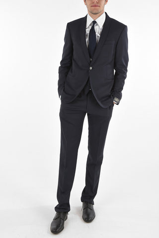 Stretched Virgin Wool CERIMONY ACADEMY 3-piece Suit with Shawl Lapel