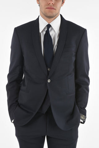 Stretched Virgin Wool CERIMONY ACADEMY 3-piece Suit with Shawl Lapel