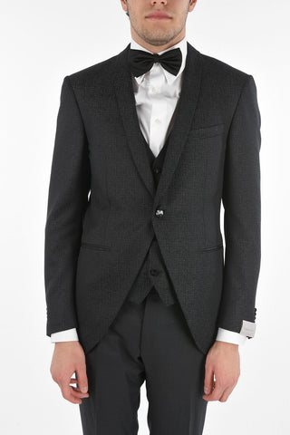Virgin Wool CERIMONY ACADEMY 3-piece Suit with Crackle Effect Pattern