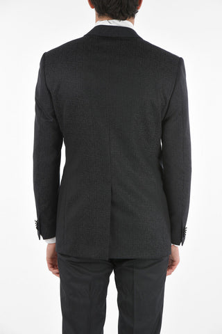 Virgin Wool CERIMONY ACADEMY 3-piece Suit with Crackle Effect Pattern