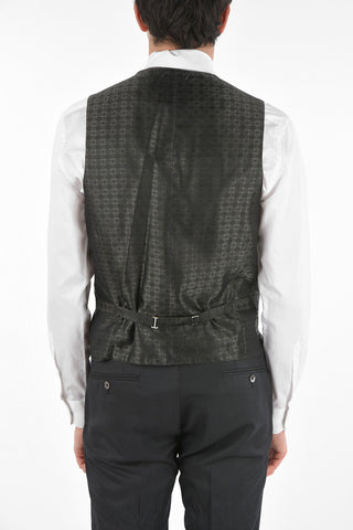 Virgin Wool CERIMONY ACADEMY 3-piece Suit with Crackle Effect Pattern