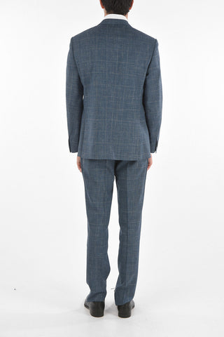 Virgin Wool Silk Flax ACADEMY Suit with Glen Check Pattern