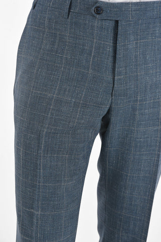 Virgin Wool Silk Flax ACADEMY Suit with Glen Check Pattern