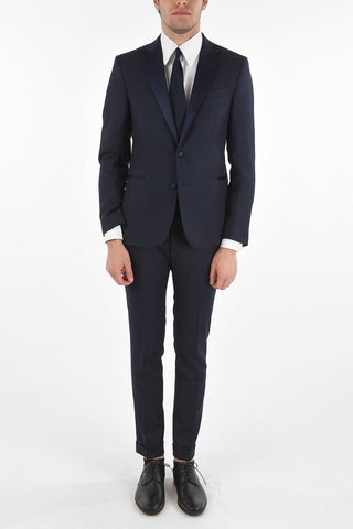 CC COLLECTION Virgin Wool CERIMONY RESET Suit with Satin Peak Lapel