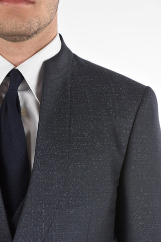 Virgin Wool Silk CERIMONY ACADEMY 3-piece Suit with Mandarin Lapel