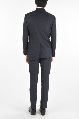 Virgin Wool Silk CERIMONY ACADEMY 3-piece Suit with Mandarin Lapel