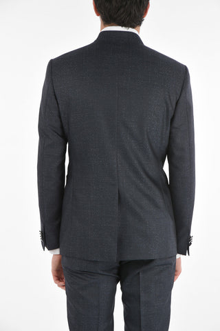 Virgin Wool Silk CERIMONY ACADEMY 3-piece Suit with Mandarin Lapel