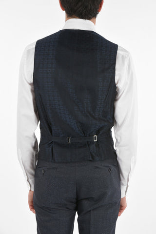 Virgin Wool Silk CERIMONY ACADEMY 3-piece Suit with Mandarin Lapel