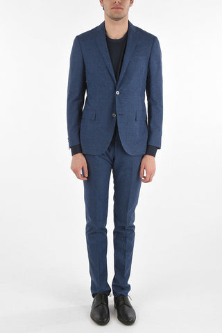Virgin Wool Cotton Silk ACADEMY SOFT Suit with Glen Check Pattern