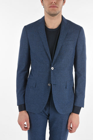 Virgin Wool Cotton Silk ACADEMY SOFT Suit with Glen Check Pattern