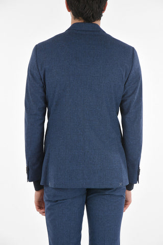 Virgin Wool Cotton Silk ACADEMY SOFT Suit with Glen Check Pattern