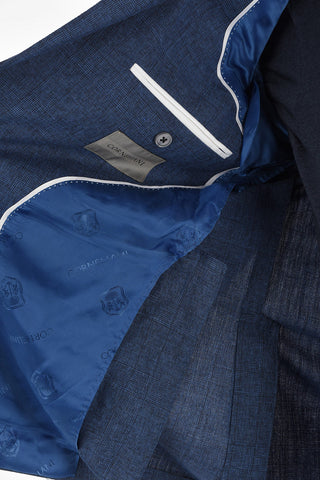 Virgin Wool Cotton Silk ACADEMY SOFT Suit with Glen Check Pattern