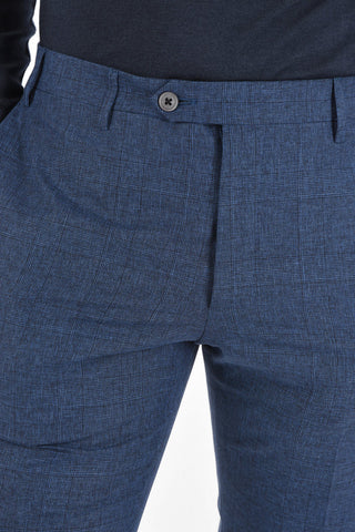 Virgin Wool Cotton Silk ACADEMY SOFT Suit with Glen Check Pattern