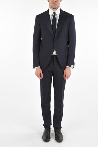 Virgin Wool CERIMONY ACADEMY Suit with Basket Weave Pattern