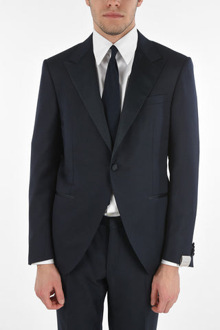 Virgin Wool CERIMONY ACADEMY Suit with Basket Weave Pattern