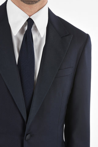 Virgin Wool CERIMONY ACADEMY Suit with Basket Weave Pattern