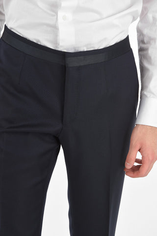 Virgin Wool CERIMONY ACADEMY Suit with Basket Weave Pattern