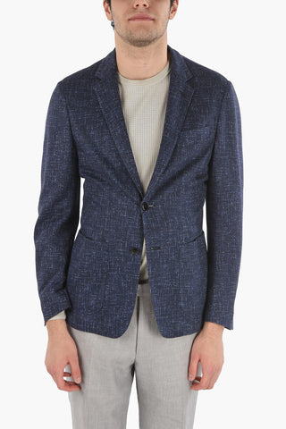 ID Blazer 2 Bottoni in Misto Lino con Tasche a Toppa