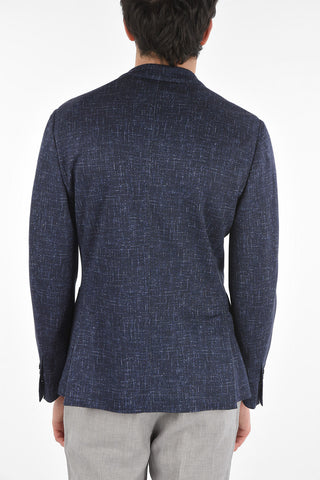 ID Blazer 2 Bottoni in Misto Lino con Tasche a Toppa