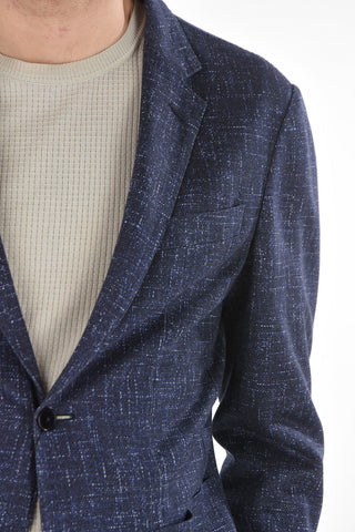 ID Blazer 2 Bottoni in Misto Lino con Tasche a Toppa