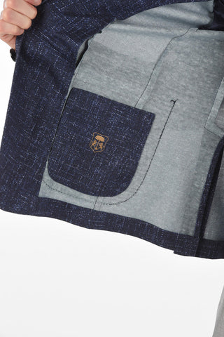 ID Blazer 2 Bottoni in Misto Lino con Tasche a Toppa