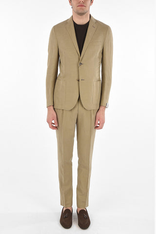2 Button GATE Flax Blend Suit with Patch Pocket